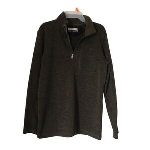 Magellan Outdoors Mens Sweater Sm Hickory Canyon 1/4 Zip Olive Night Pullover